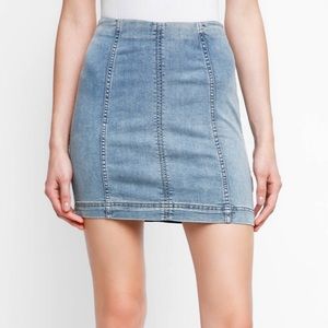 Free People Modern Femme Light Wash Denim Skirt